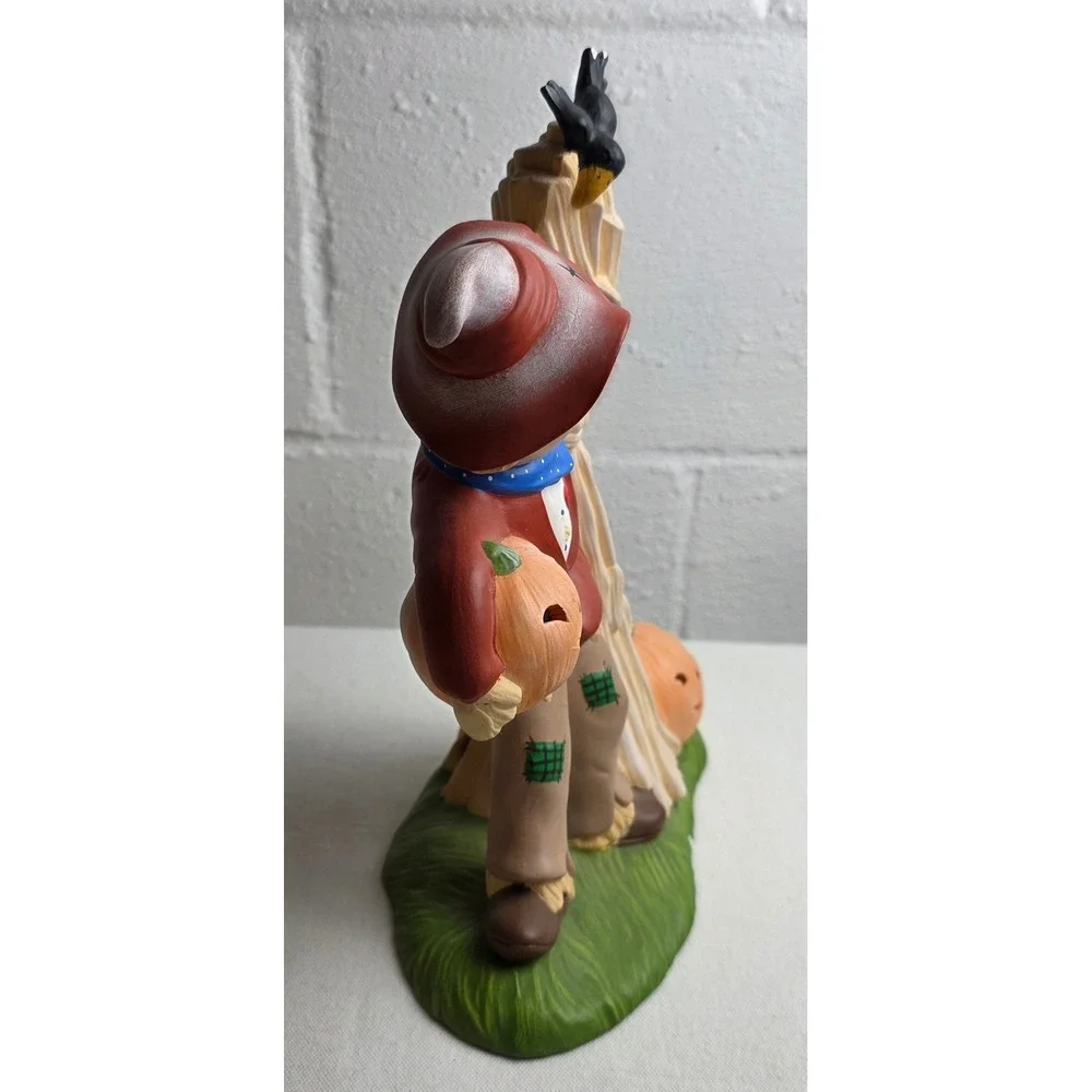 Vintage Ceramic Scarecrow Figurine Fall Harvest Halloween Decor Jack-O-Lantern